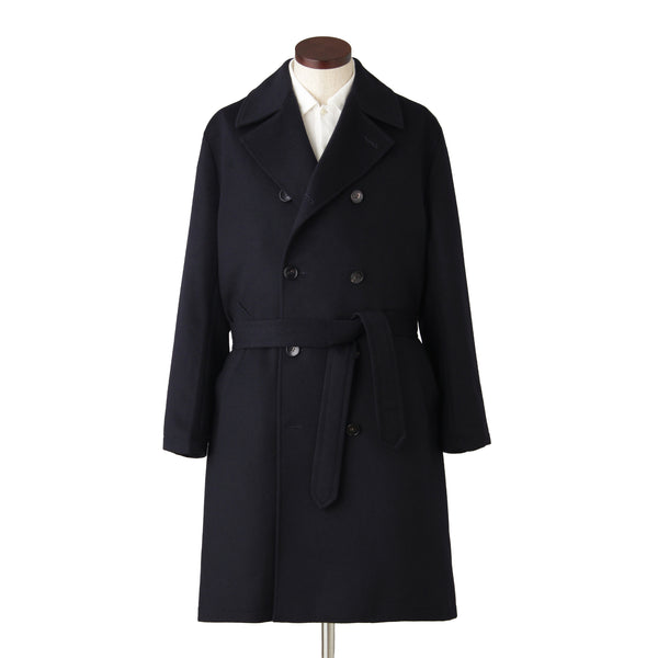 美品✨カシミヤ100%　ダブルチェスターコートブラック　L Finjack カシミヤダブル チェスターコート col.ネイビー