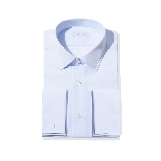 ELMO|140番手双糸ブロード リンクルレジスタントフレンチカフス col.サックスブルー