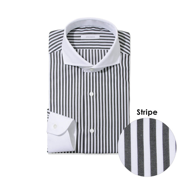 LANZA|コンパクト糸ブロード ロンドンストライプ クレリック col.ブラック