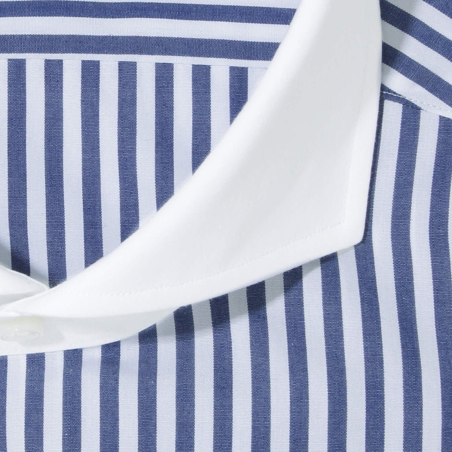 LANZA|コンパクト糸ブロード ロンドンストライプ クレリック col.ブルー