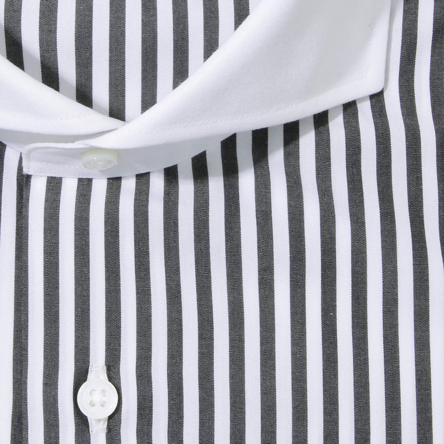 LANZA|コンパクト糸ブロード ロンドンストライプ クレリック col.ブラック