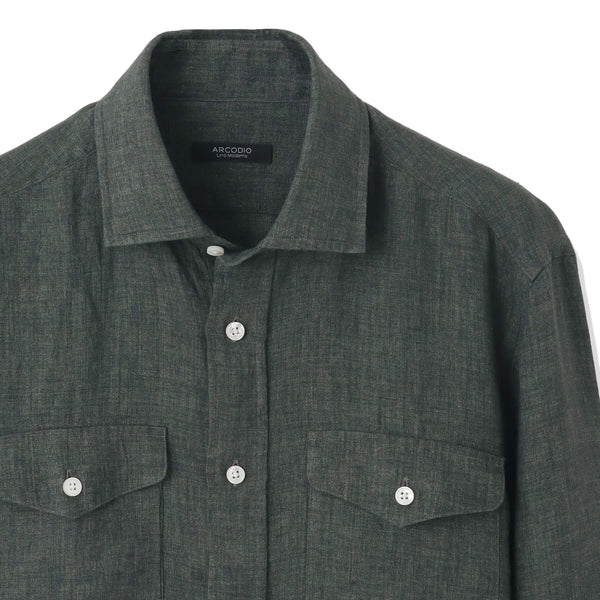 アルコディオ　サファリ　フレンチリネン　シャツ　ブラック　S 干場 × ARCODIO共同企画】Lino Moderno Collection バイオ