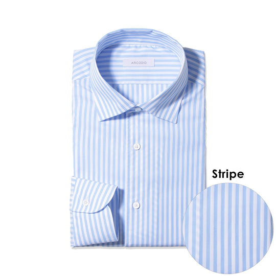 APERTO|コンパクト糸ブロード ストライプ col.サックスブルー