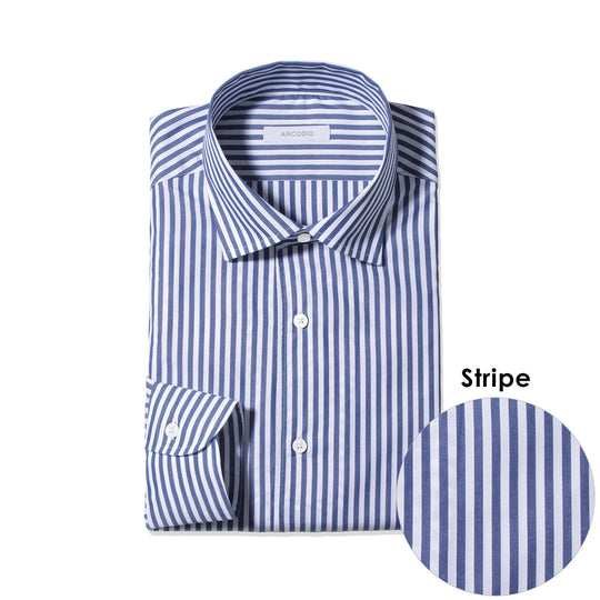 APERTO|コンパクト糸ブロード ストライプ col.ブルー