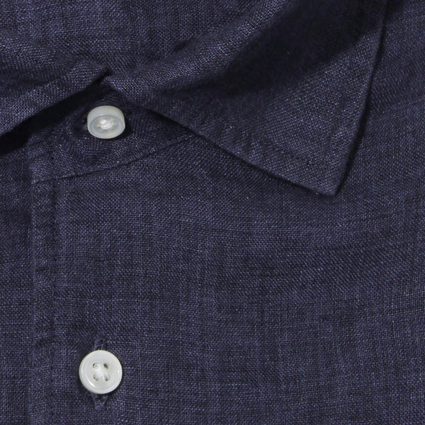 ARCODIO Lino Moderno バイオウォッシュリネン ネイビー M Lino Moderno バイオウォッシュリネン サファリシャツ col
