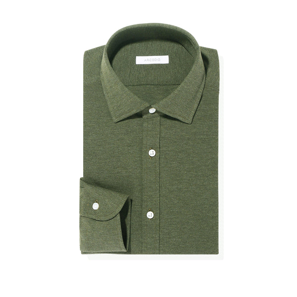 GINO|メランジ鹿の子ジャージー col.カーキ