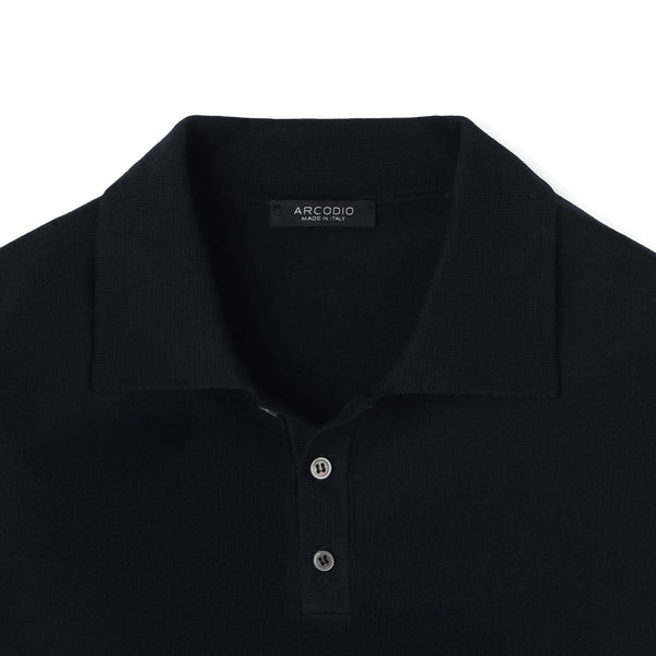 予約販売】イタリア製コットンニット 半袖ポロ col.ネイビー - ARCODIO