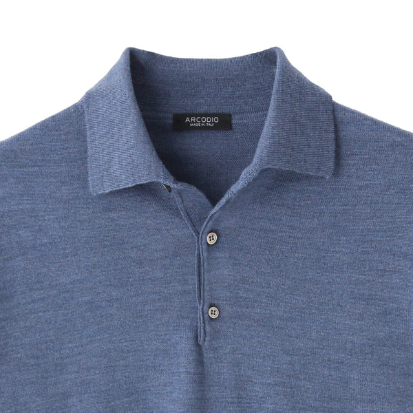 イタリア製メリノウールニット ポロ col.ブルーグレー - ARCODIO