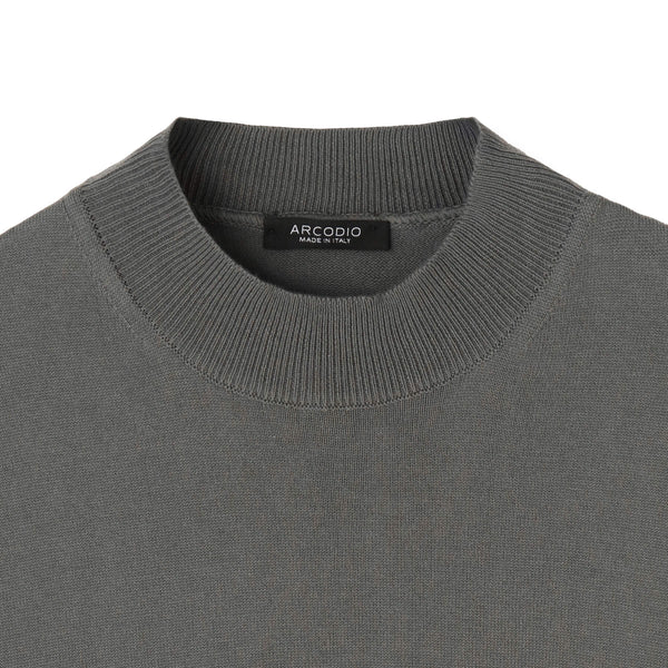 イタリア製コットンニット 長袖モックネック col.グレー - ARCODIO