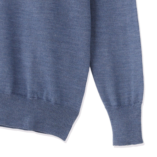 イタリア製メリノウールニット クルーネック col.ブルーグレー