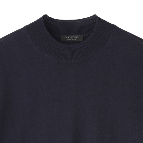 イタリア製 ウールニット ネイビー モックネック - ARCODIO