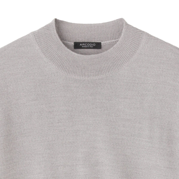 イタリア製メリノウールニット モックネック col.ライトグレー - ARCODIO