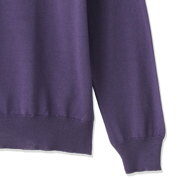 新品 バイカラーメリノウールジャケット 干場義雅氏 別注色 イタリア製メリノウールニット ポロ col.パープル