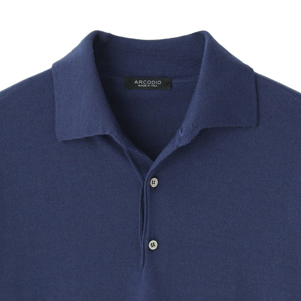 MOU merinowool L 紺(少し薄手)イタリア製　その他 イタリア製メリノウールニット クルーネック col.ブルーグレー