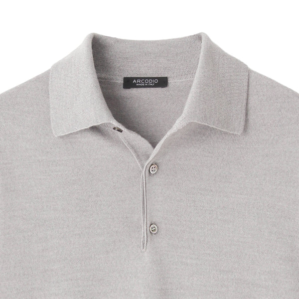 イタリア製メリノウールニット ポロ col.ライトグレー - ARCODIO