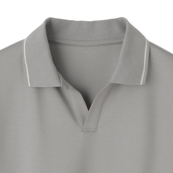【美品】gypsohila 　ジプソフィア　ポロシャツ　グレー 7oz コンパクトヤーンストレッチジャージー ラインリブスキッパー