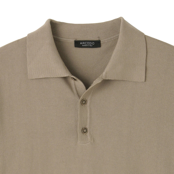 【新品未使用】ARCODIO イタリア製コットンニット 半袖ポロブラウン 新品未使用】ARCODIO イタリア製コットンニット 半袖ポロブラウン