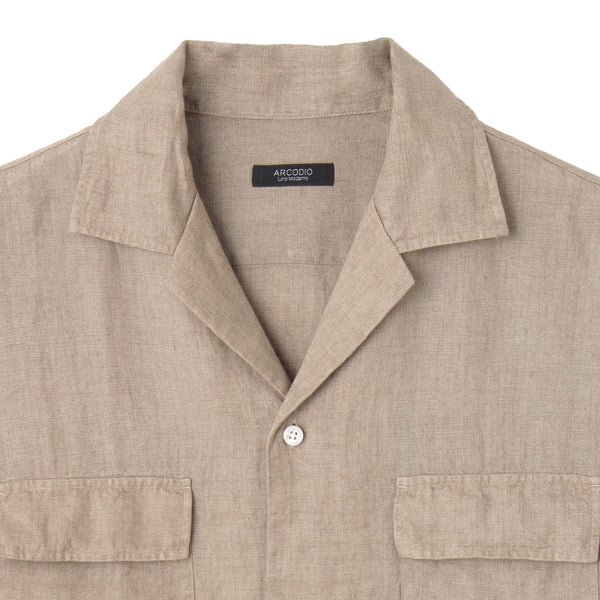 Lino Moderno バイオウォッシュリネン 半袖フラップポケットシャツ col