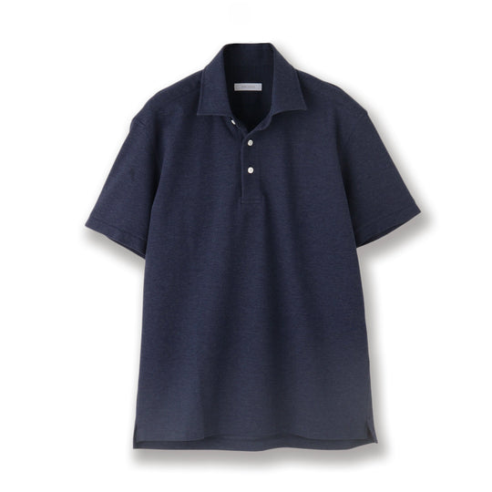 鹿の子ジャージー 半袖ポロシャツ col.ネイビー