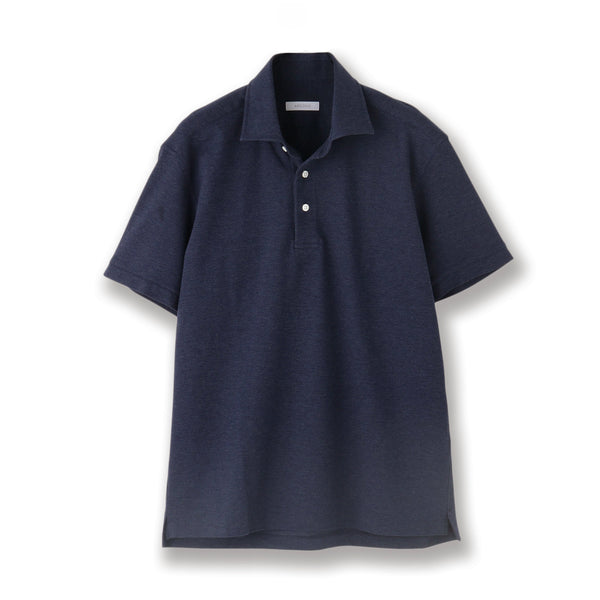 鹿の子ジャージー 半袖ポロシャツ col.ネイビー