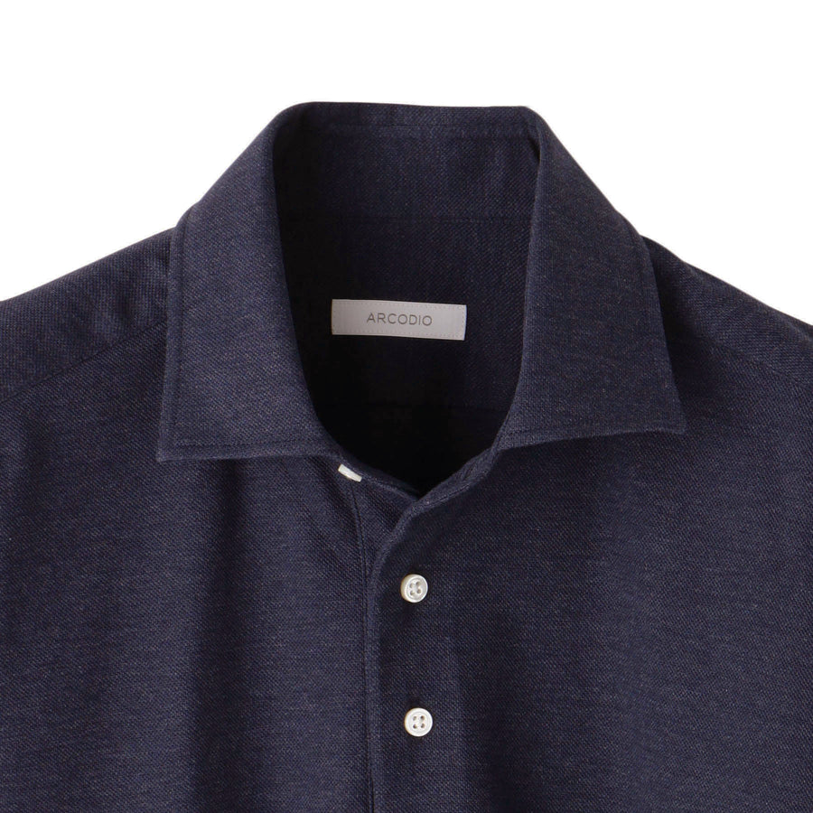 鹿の子ジャージー 半袖ポロシャツ col.ネイビー