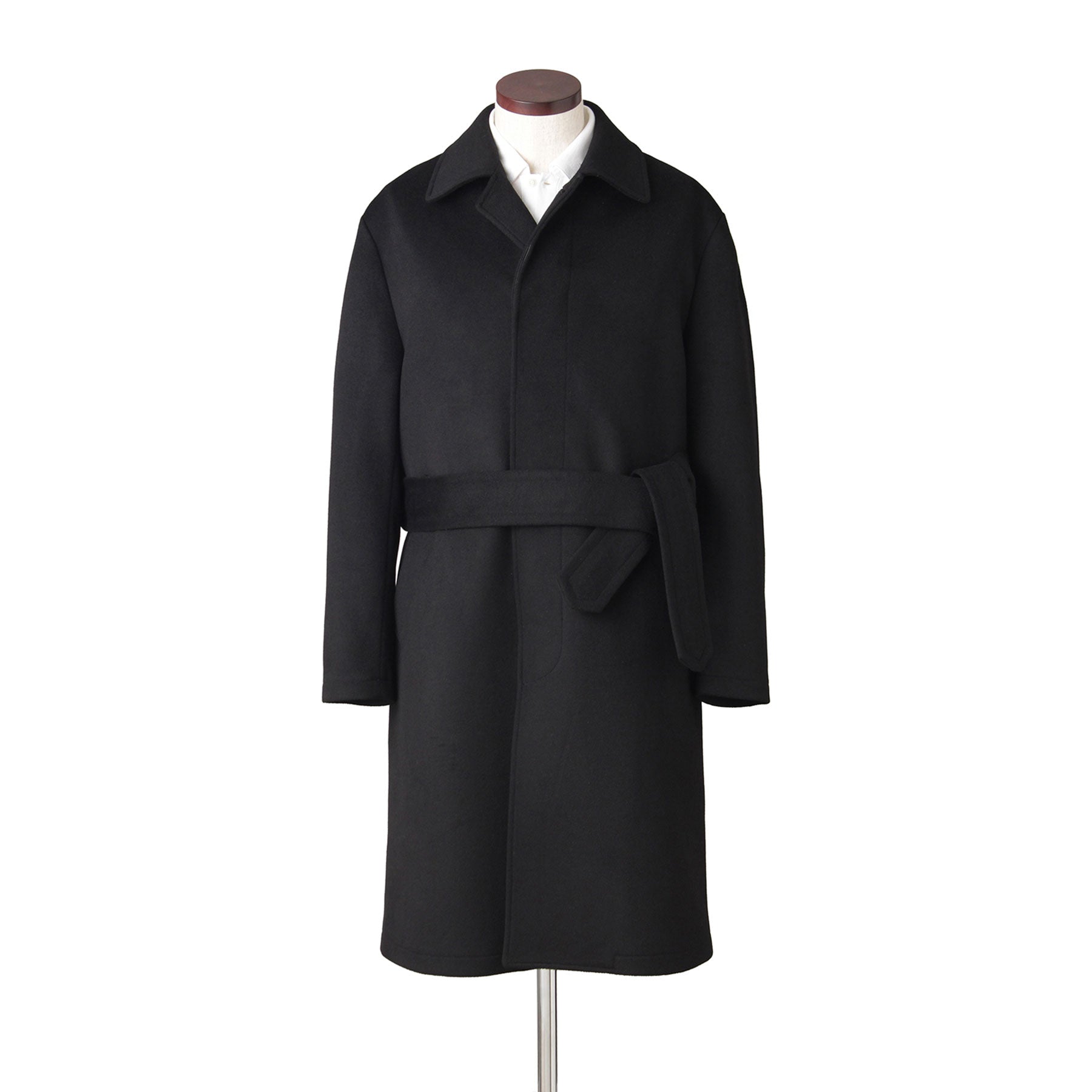 Finjack ウールカシミヤ シングルバルカラーコート col.ブラック