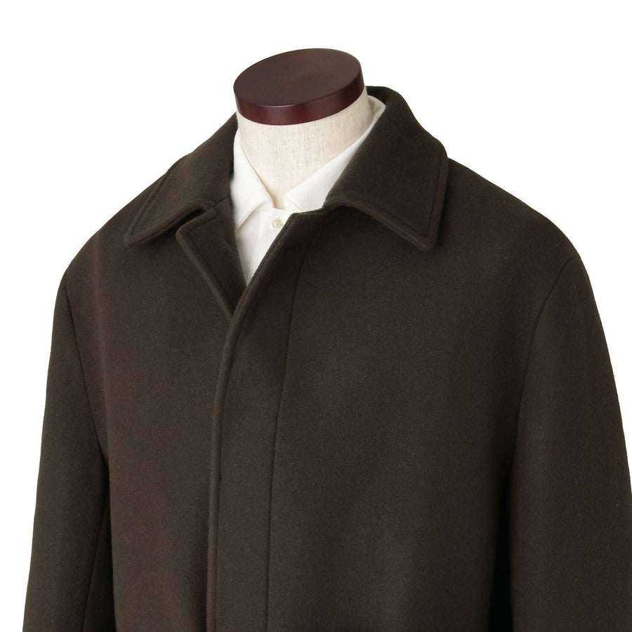 Finjack Loro Piana Fabric ウールカシミヤ シングルバルカラーコート col.ブラウン