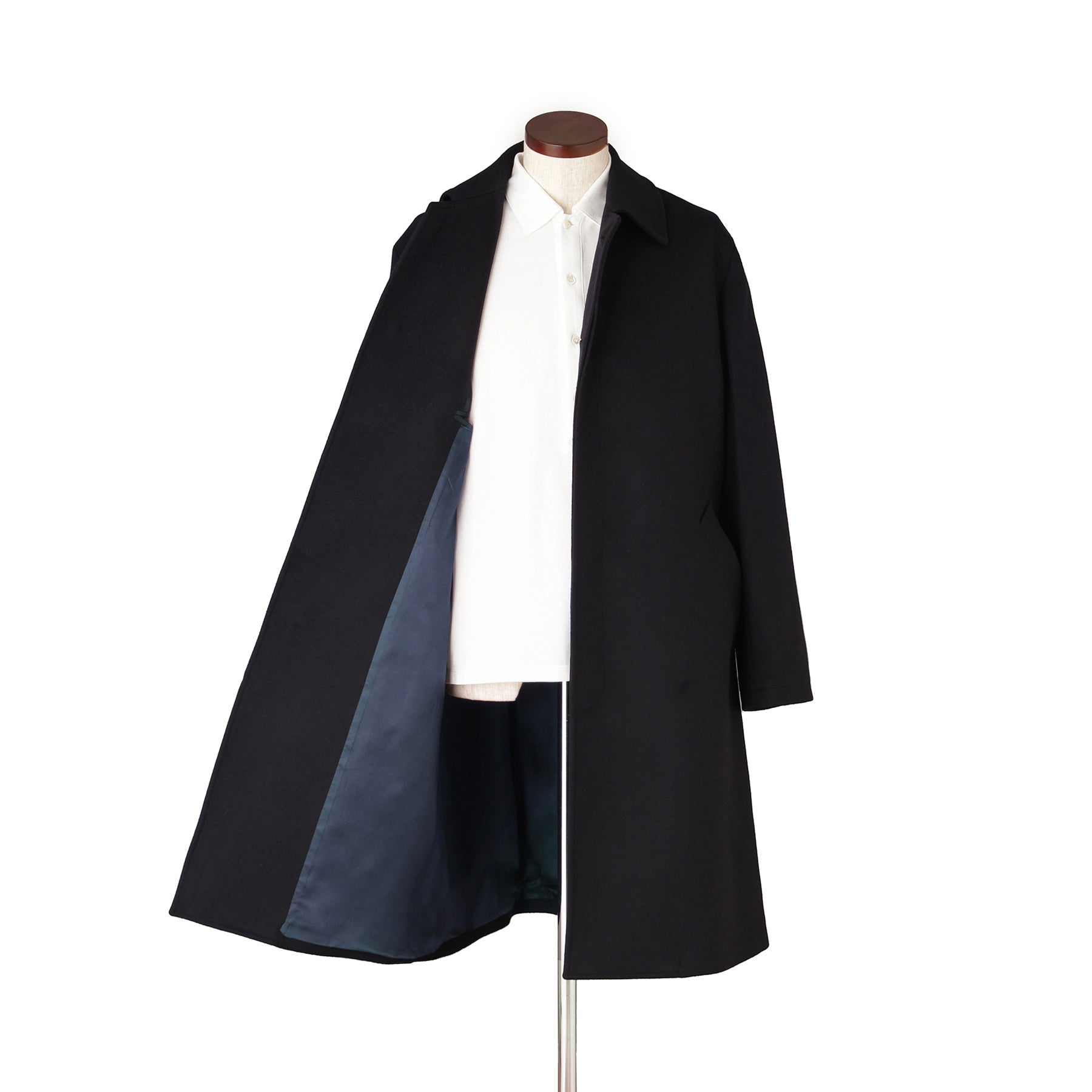 Finjack ウールカシミヤシングルバルカラーコート col.ネイビー