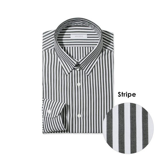 FAUSTO｜コンパクト糸ブロード ロンドンストライプ col.ブラック