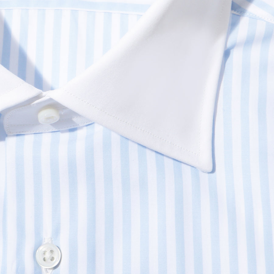 FIDELIO｜コンパクト糸ブロード ロンドンストライプ クレリック col.サックスブルー