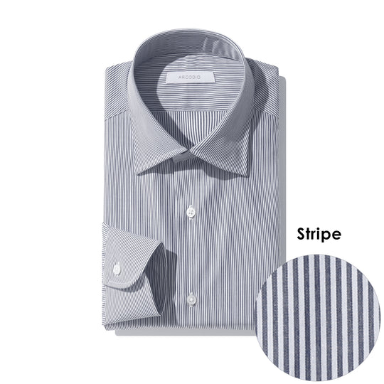 FIDELIO｜コンパクト糸ブロード ストライプ col.ネイビー