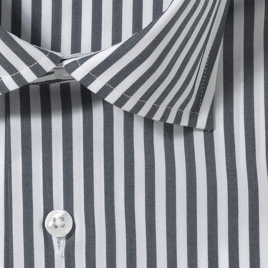 GINO｜ハイブリッドイージーケア ブロードストライプ col.ネイビー