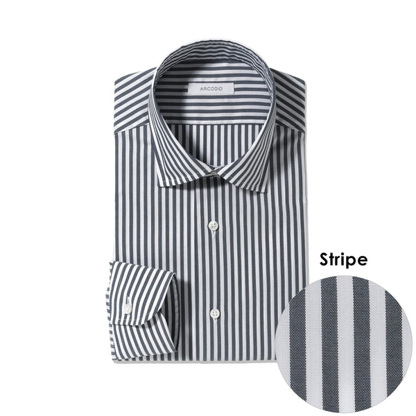 GINO｜ハイブリッドイージーケア ブロードストライプ col.ネイビー