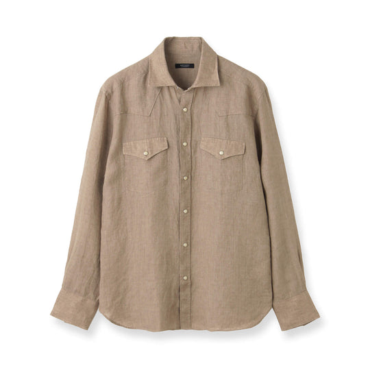 GINO｜Lino Moderno バイオウォッシュリネンウェスタン col.ベージュ