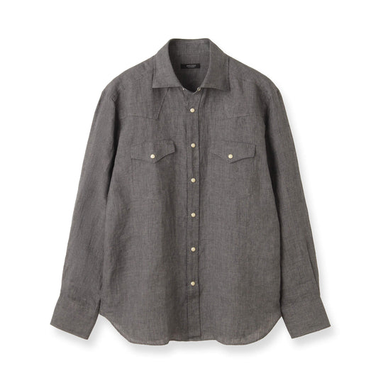 GINO｜Lino Moderno バイオウォッシュリネンウェスタン col.スレートグレー