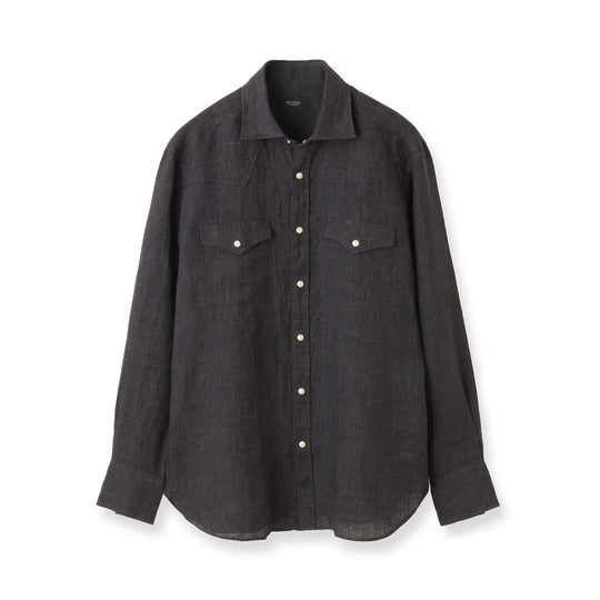 GINO｜Lino Moderno バイオウォッシュリネンウェスタン col.ブラック