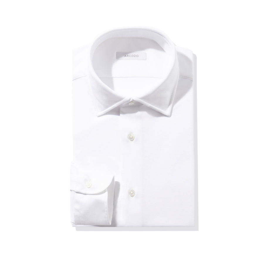 GINO スーピマコットンジャージーシャツ  ホワイト <br>裄丈修理専用