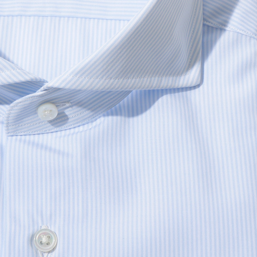 LANZA｜コンパクト糸ブロード ストライプ col.サックスブルー