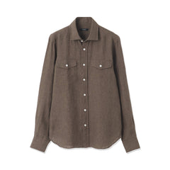 ミラショーン シャツ ジャケット サファリ カバーオール リネン イタリア製 M リネンブルゾン | MILA SCHON MILANO (Men)/ミラ・ショーン