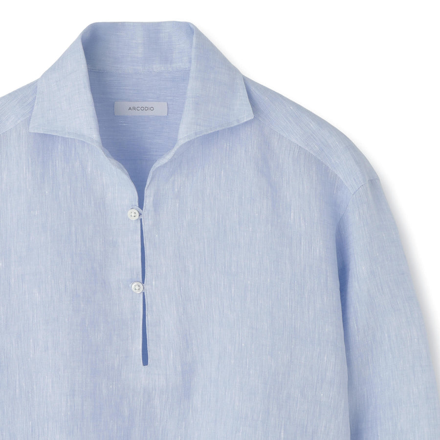 フレンチリネン カプリシャツ col.サックスブルー