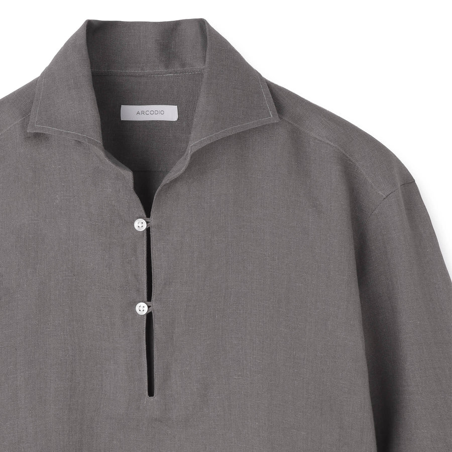 フレンチリネン カプリシャツ col.セージグレー