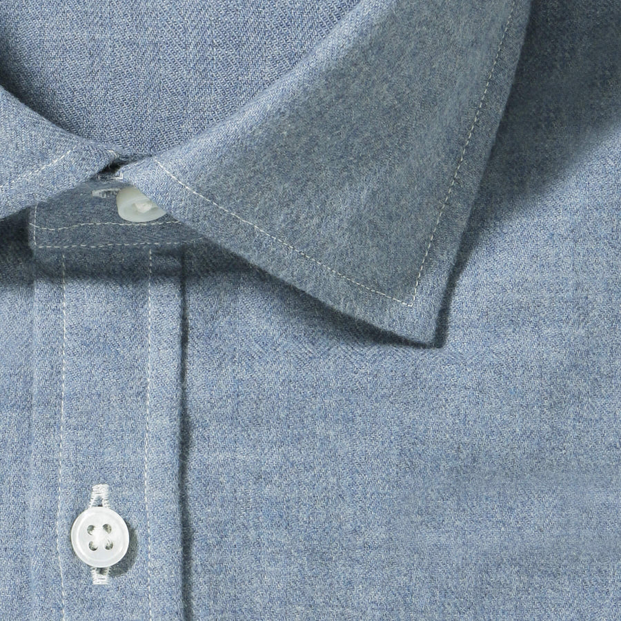 GINO｜起毛メランジフランネルシャツ col.ブルーグレー