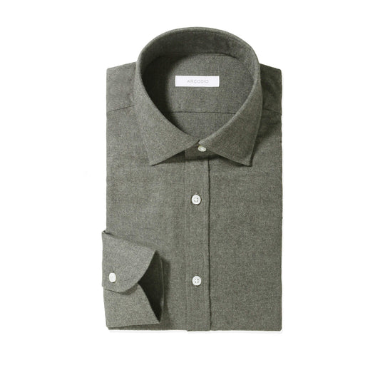 GINO｜起毛メランジフランネルシャツ col.チャコールグレー