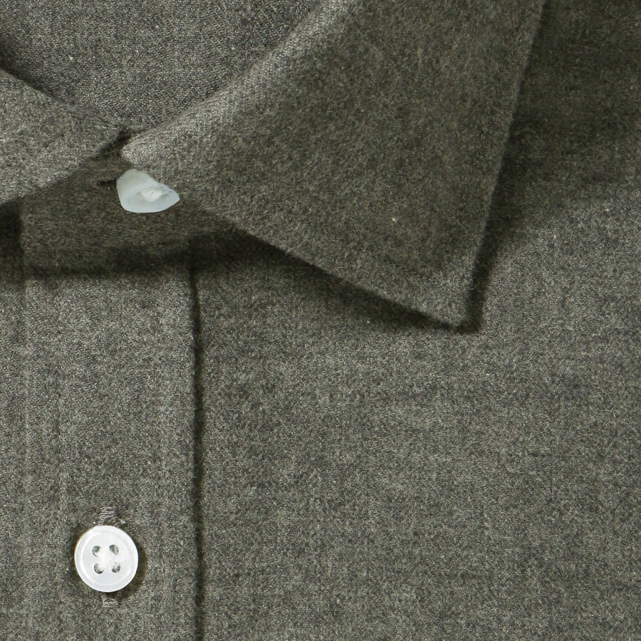 GINO｜起毛メランジフランネルシャツ col.チャコールグレー