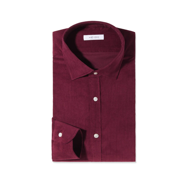 GINO｜コーデュロイシャツ col.ボルドー