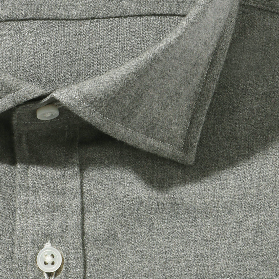 GINO｜起毛メランジフランネルシャツ col.ミディアムグレー