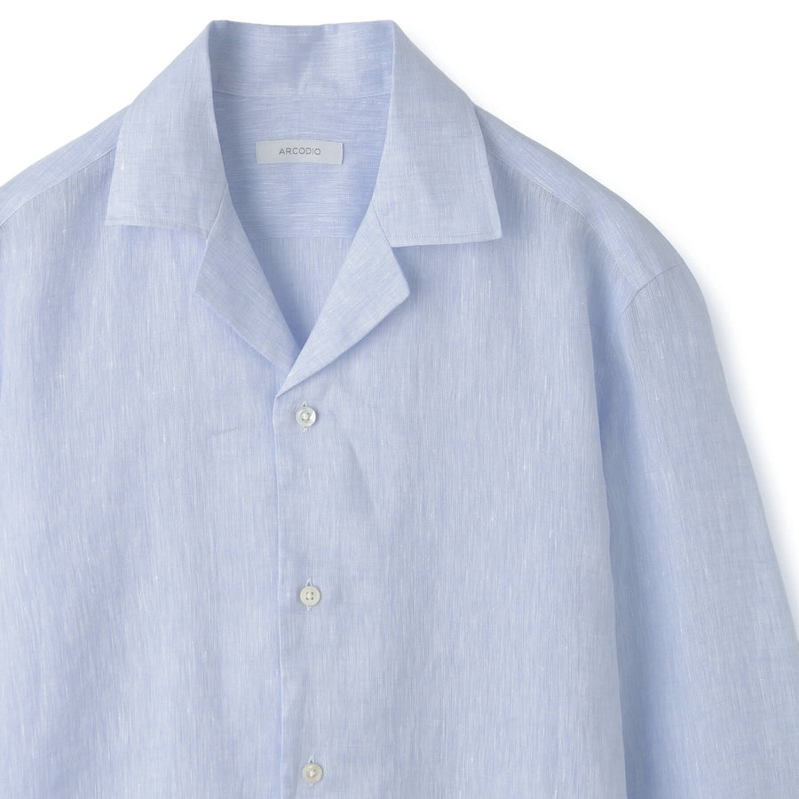 オープンカラー｜フレンチリネン  col.サックスブルー