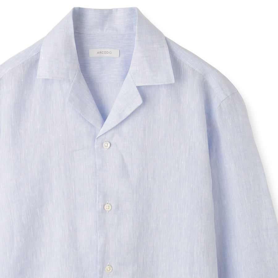 オープンカラー｜フレンチリネン  col.サックスブルー