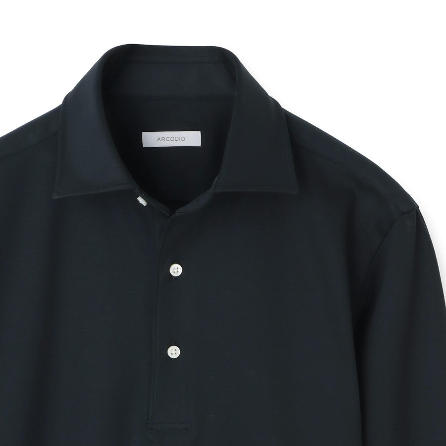 GINO｜7ozコンパクトヤーンストレッチジャージー プルオーバーシャツ col.ネイビー