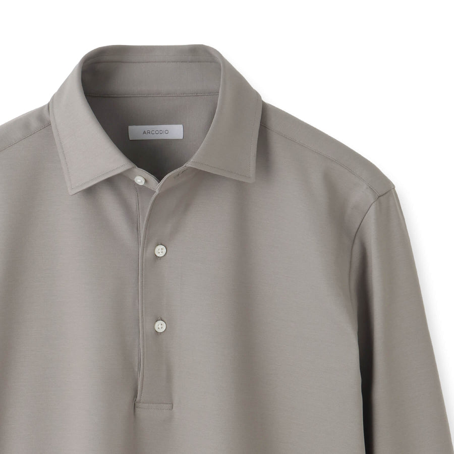 GINO｜7ozコンパクトヤーンストレッチジャージー プルオーバーシャツ col.グレー